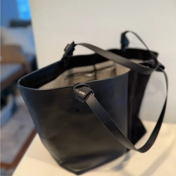 STAUD IDA Tote bag in calf leather and suede black medium large designer classic - Picture 7 of 15